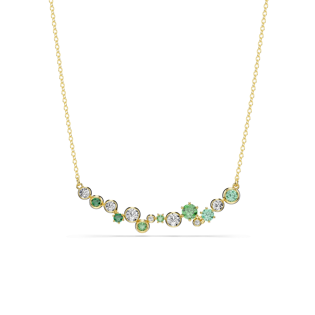Swarovski Constella Green Mixed Cuts Crystal Necklace Gold Plated