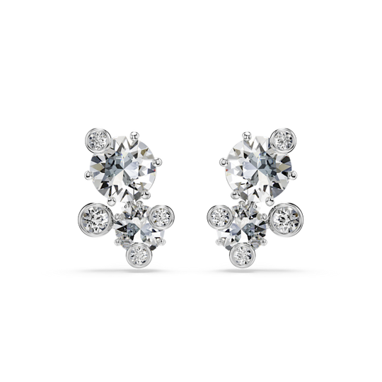 Swarovski Constella Stud Earrings Mixed Cuts, White, Rhodium Plated