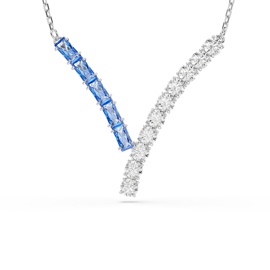 Swarovski Matrix Pendant Mixed cuts, Blue, Rhodium plated