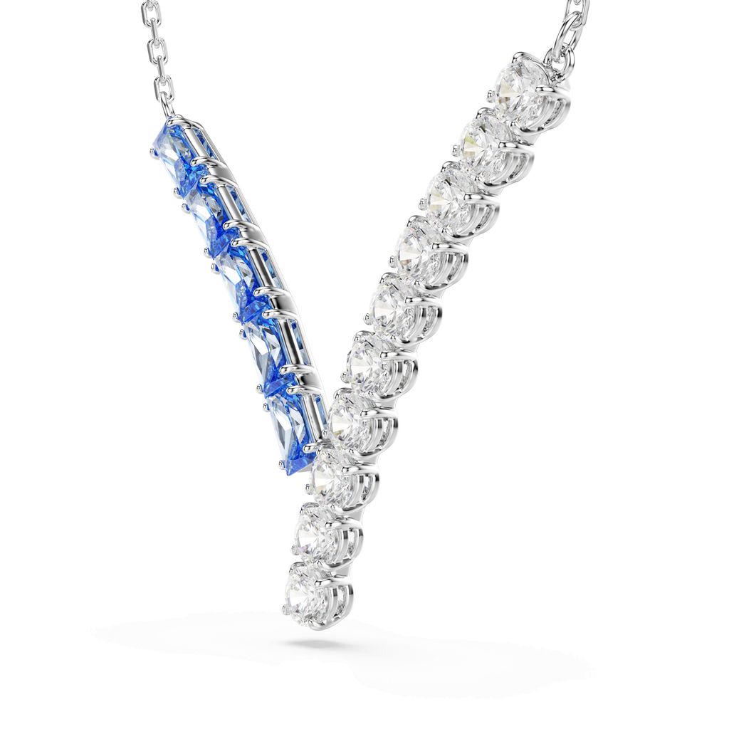 Swarovski Matrix Pendant Mixed cuts, Blue, Rhodium plated — view 3