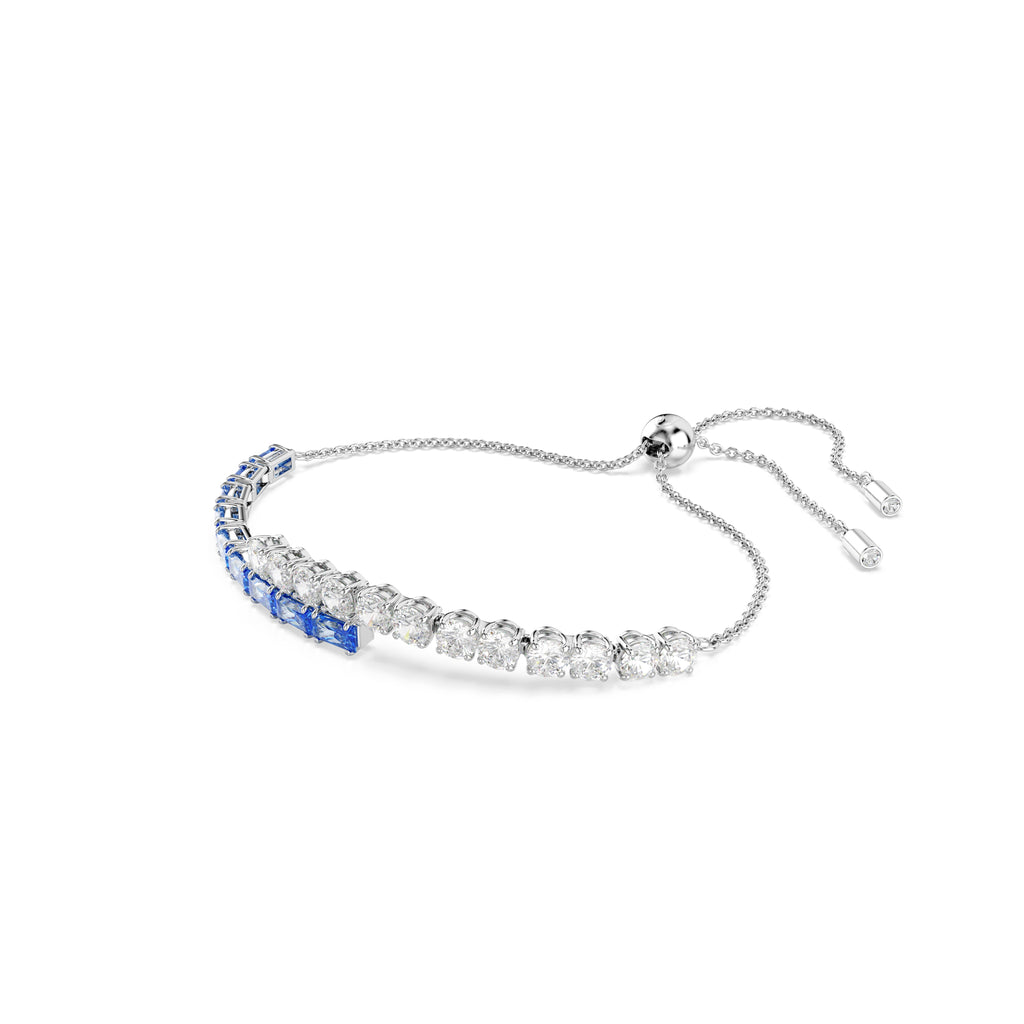 Swarovski Matrix bangle Mixed cuts, Blue, Rhodium plated — view 5