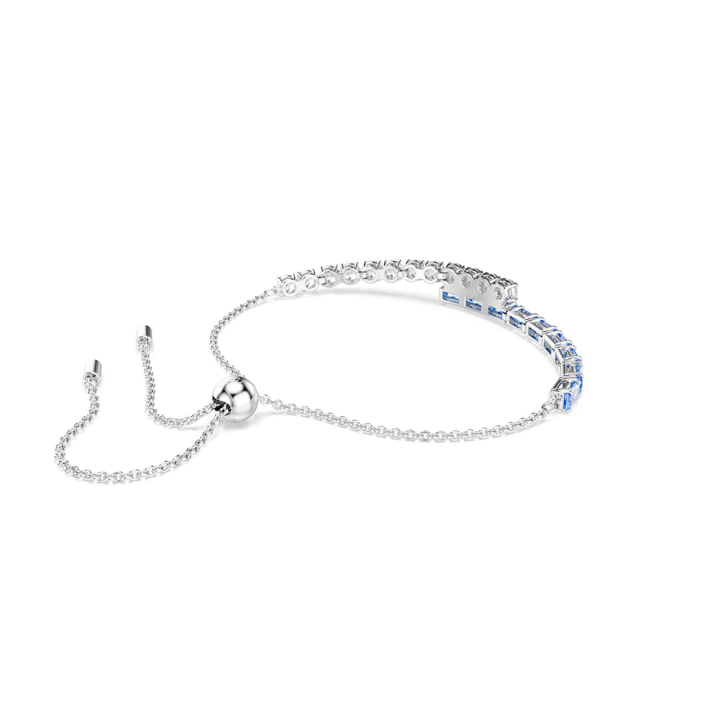 Swarovski Matrix bangle Mixed cuts, Blue, Rhodium plated — view 4