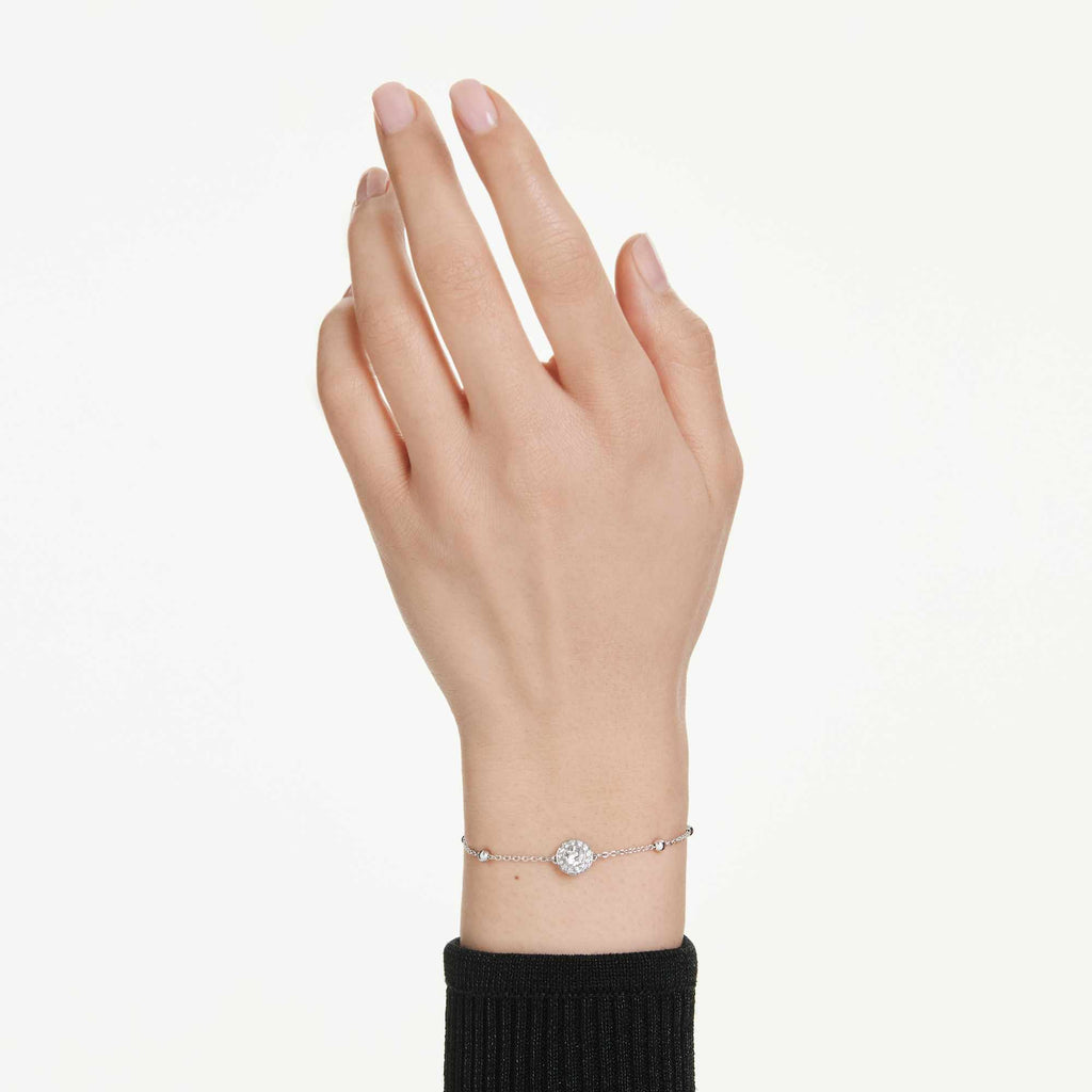 Swarovski Una Angelic Round Cut White Bracelet, Rhodium plated — view 3
