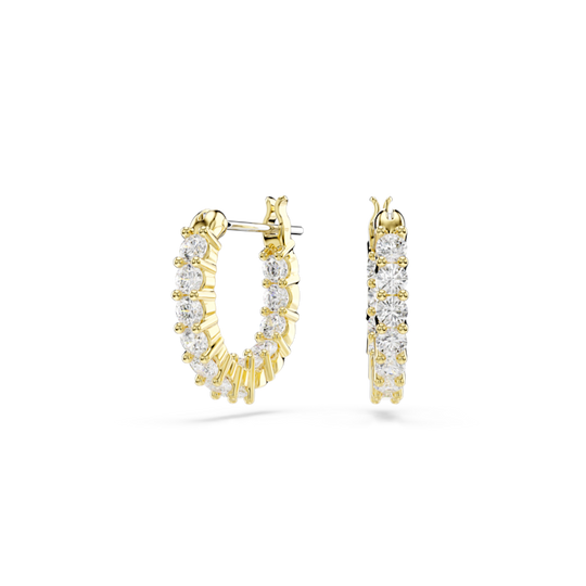 Swarovski Matrix Vittore Hoop Earrings Round Cut, White, Gold-tone plated