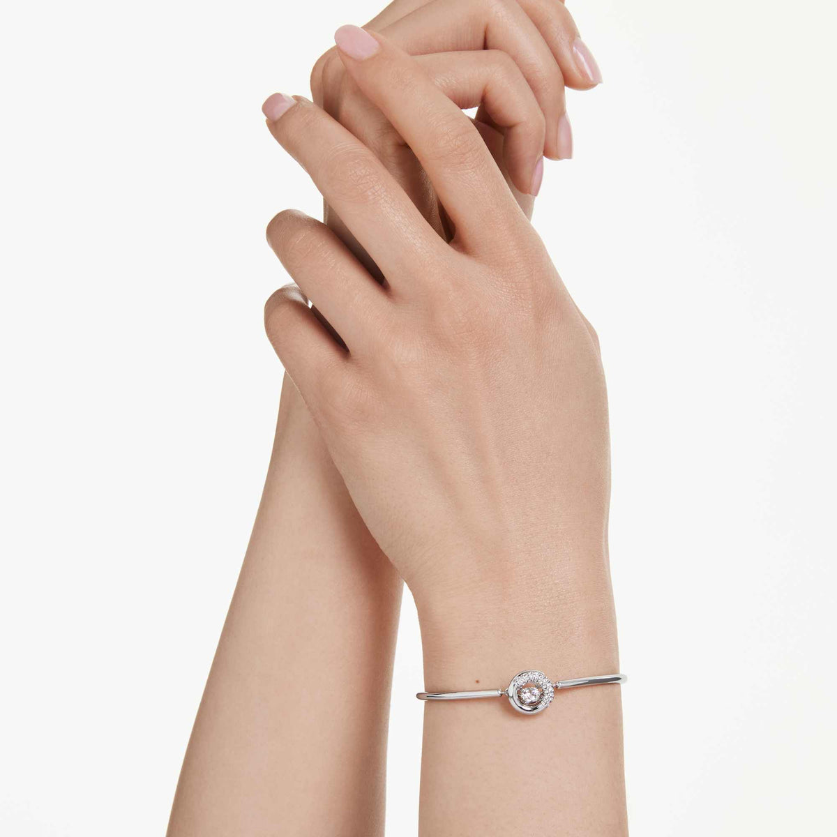 Swarovski Dextera Bangle Round Cut, White, Rhodium plated — view 2