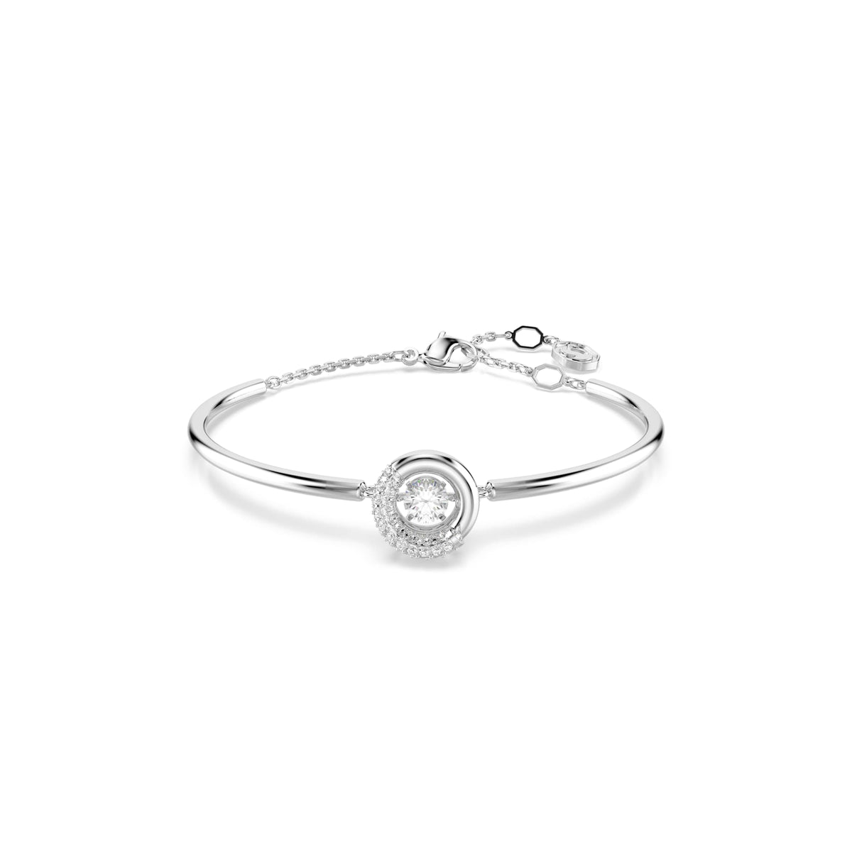 Swarovski Dextera Bangle Round Cut, White, Rhodium plated