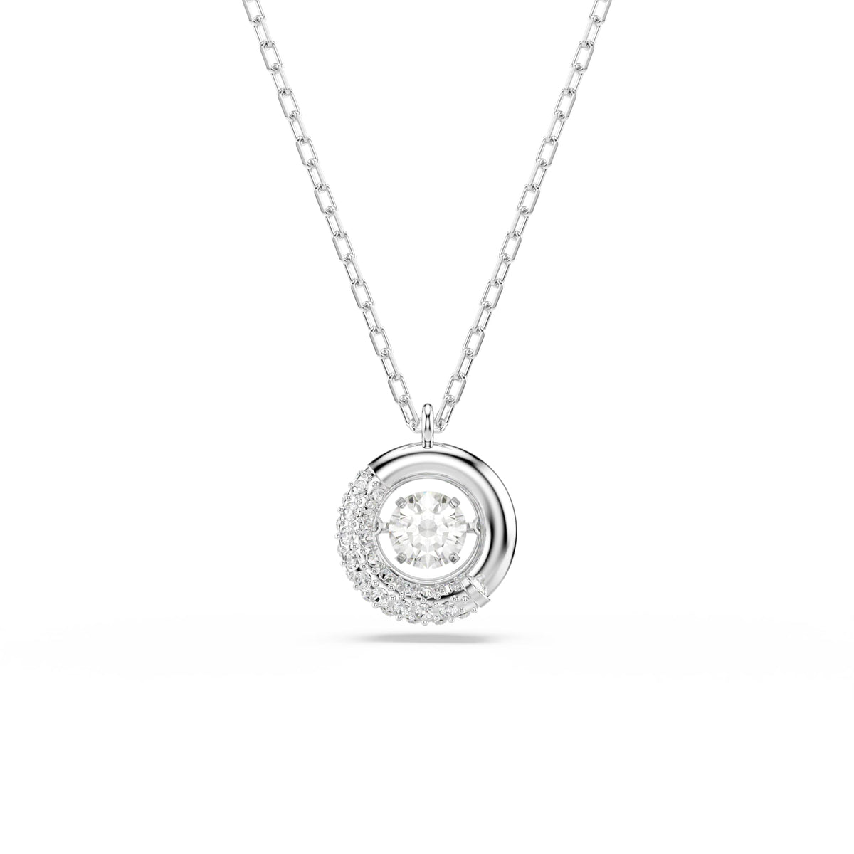 Swarovski Dextera Pendant Round Cut, White, Rhodium Plated — view 2