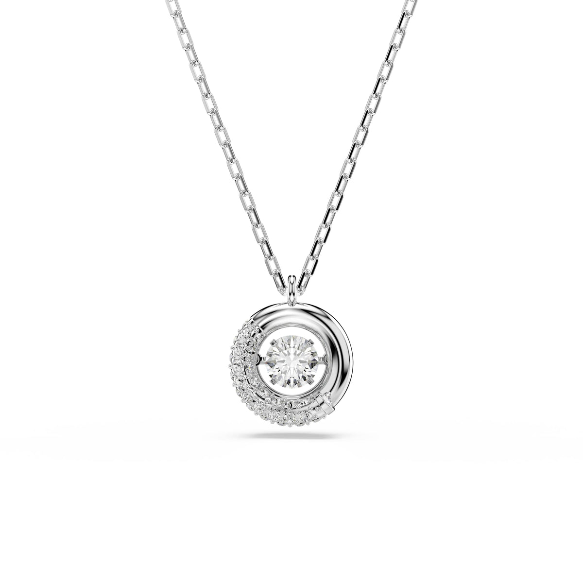 Swarovski Dextera Pendant Round Cut, White, Rhodium Plated