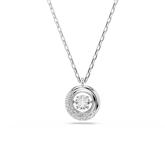 Swarovski Dextera Pendant Round Cut, White, Rhodium Plated