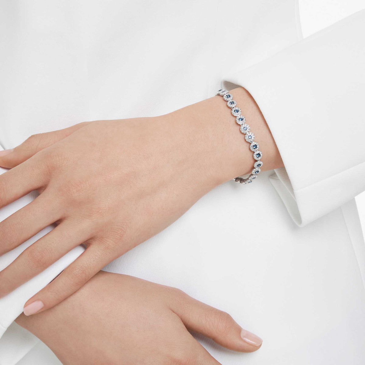 Swarovski Una Angelic Tennis Bracelet Blue Rhodium Plated — view 2