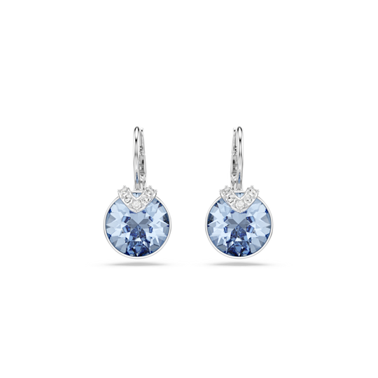 Swarovski Bella V Round Cut Blue Earrings Rhodium Plated