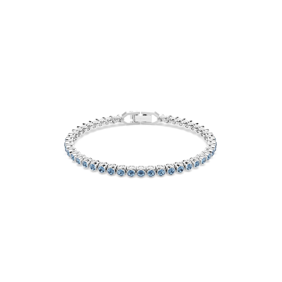 Swarovski Imber Emily Tennis Bracelet Round Cut, Blue, Rhodium Plated — view 2