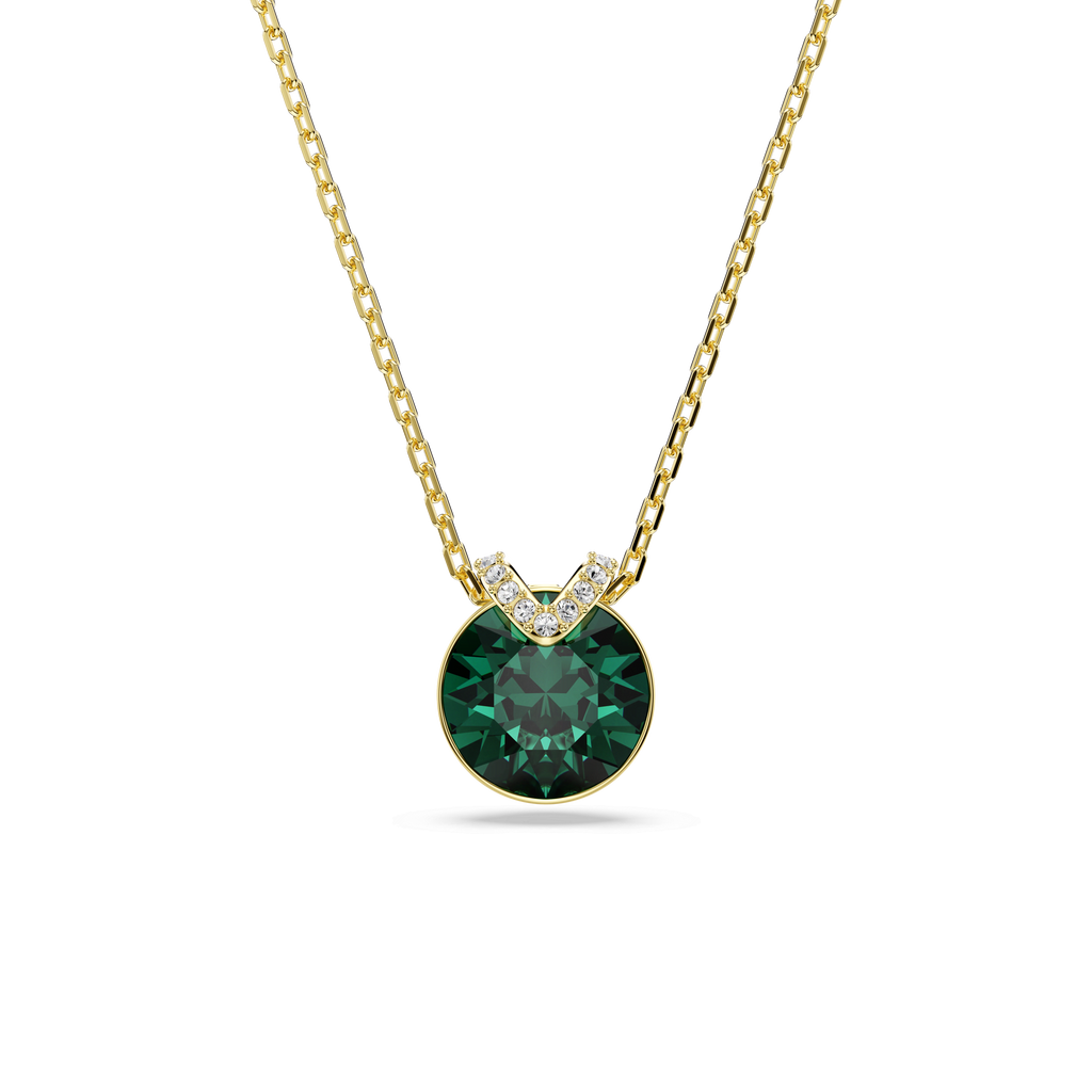 Swarovski Bella V Pendant Round Cut, Green, Gold-tone plated