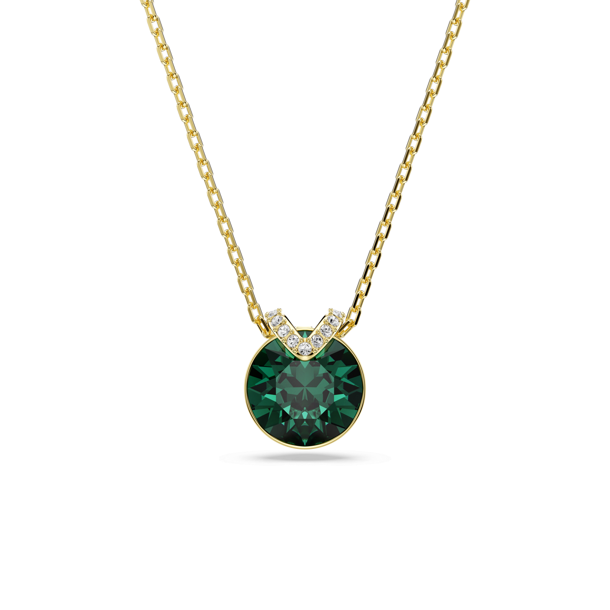 Swarovski Bella V Pendant Round Cut, Green, Gold-tone plated