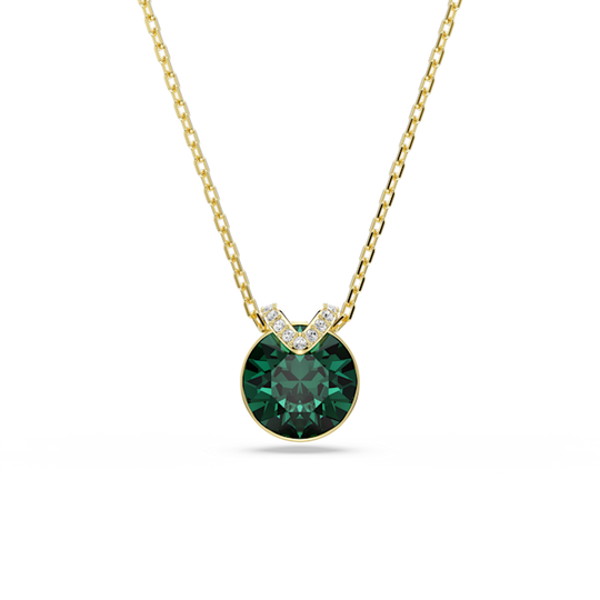 Swarovski Bella V Pendant Round Cut, Green, Gold-tone plated