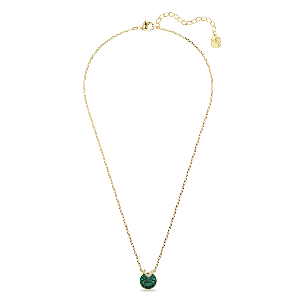 Swarovski Bella V Pendant Round Cut, Green, Gold-tone plated — view 2