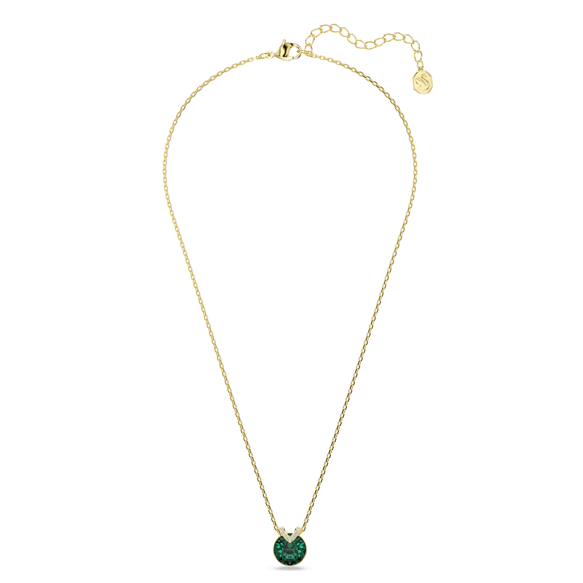 Swarovski Bella V Pendant Round Cut, Green, Gold-tone plated — view 2