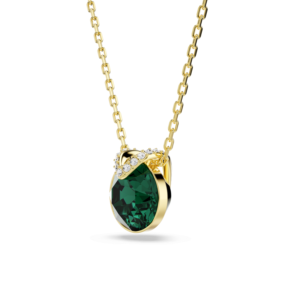 Swarovski Bella V Pendant Round Cut, Green, Gold-tone plated — view 3