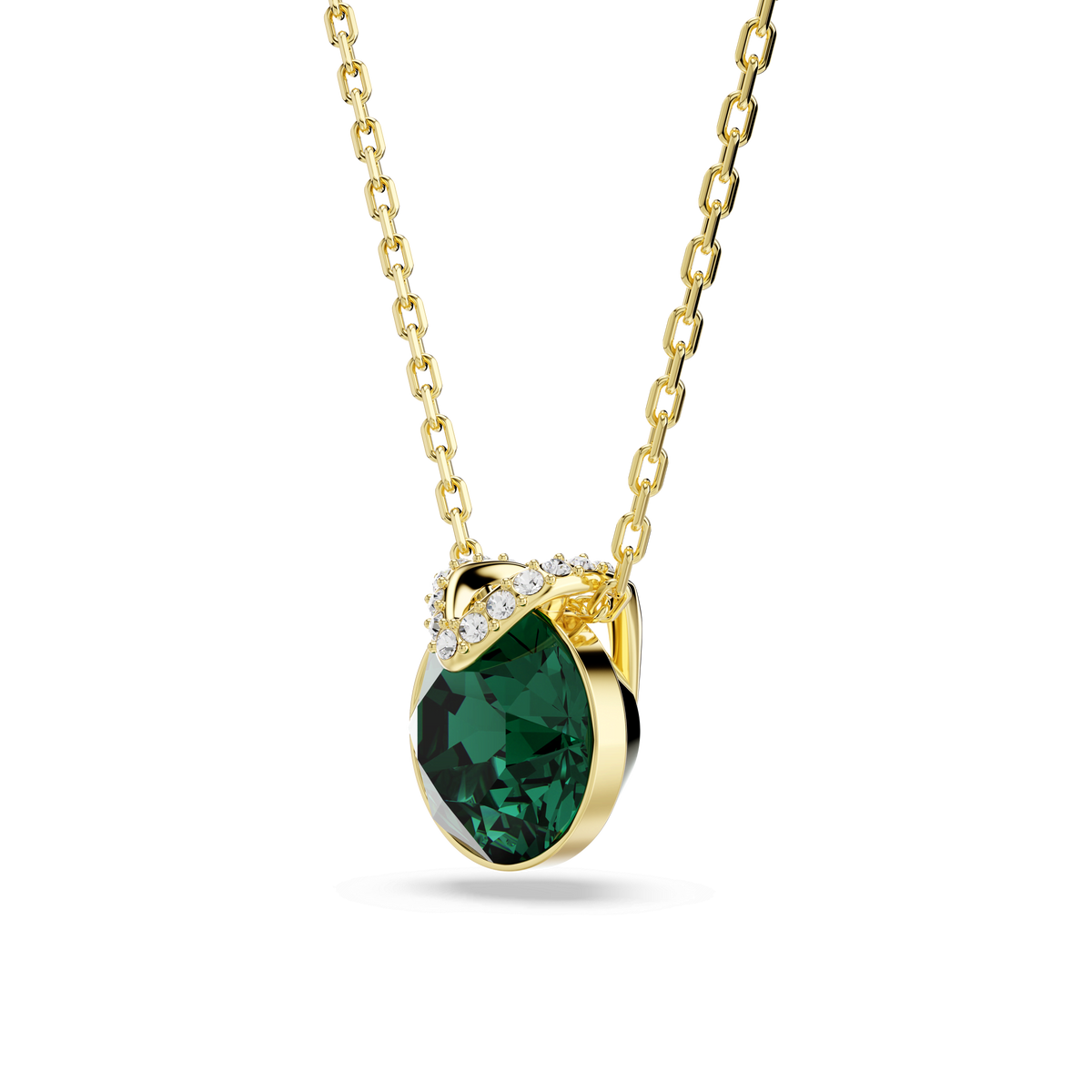 Swarovski Bella V Pendant Round Cut, Green, Gold-tone plated — view 3