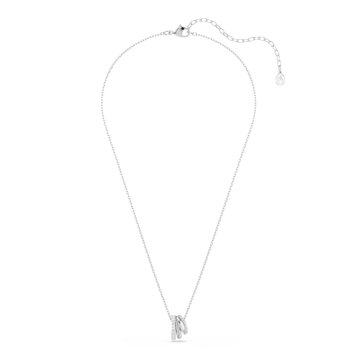 Swarovski Hyperbola Three Mini Loops Mixed Cuts Crystal Necklace Rhodium Plated — view 3