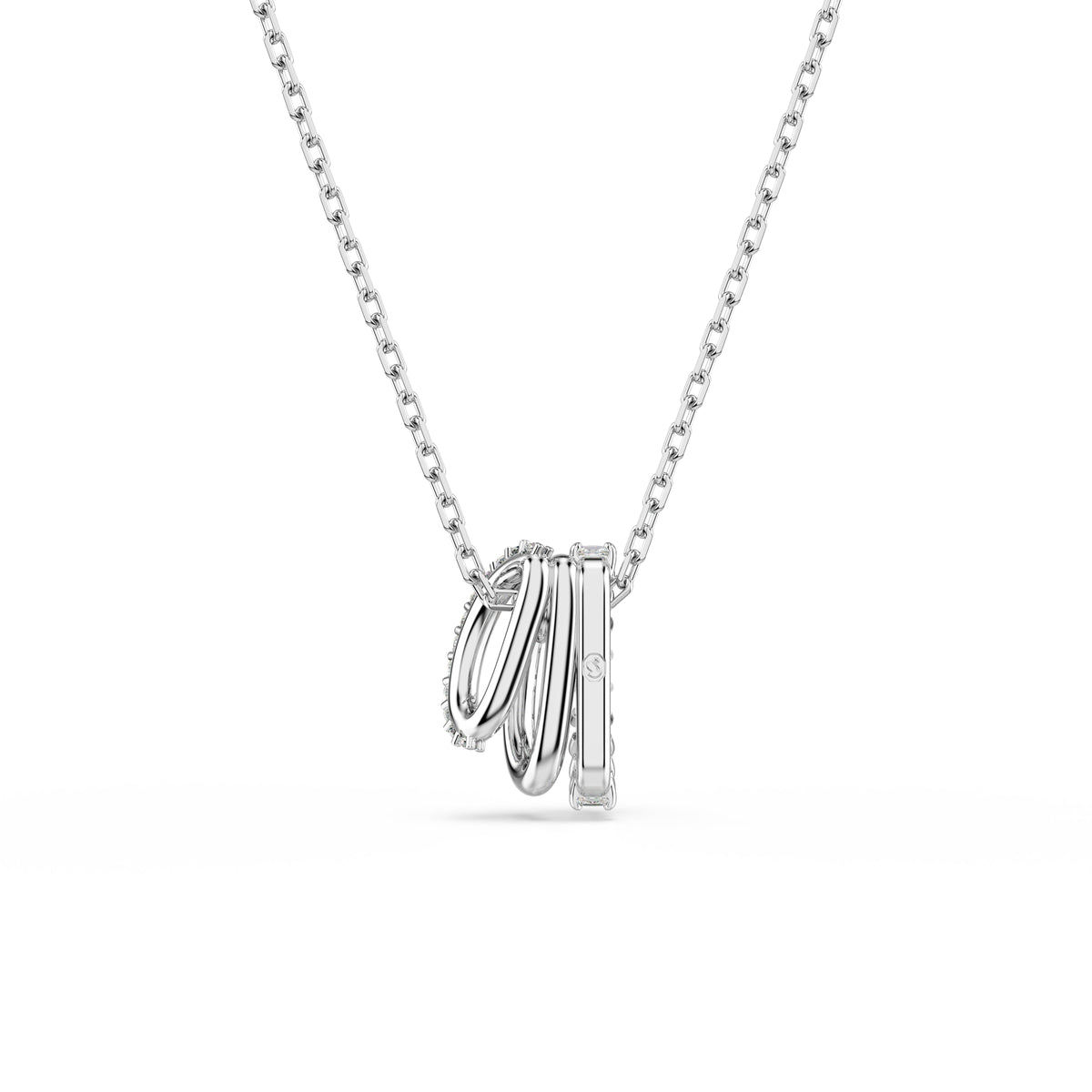 Swarovski Hyperbola Three Mini Loops Mixed Cuts Crystal Necklace Rhodium Plated — view 2
