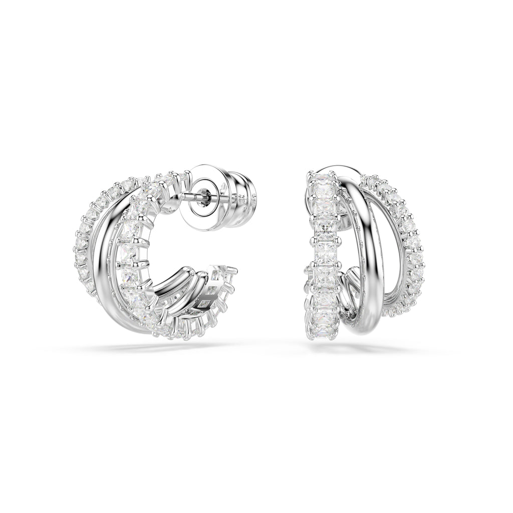 Swarovski Hyperbola Three Mini Loop Mixed Cuts Hoop Earrings — view 4