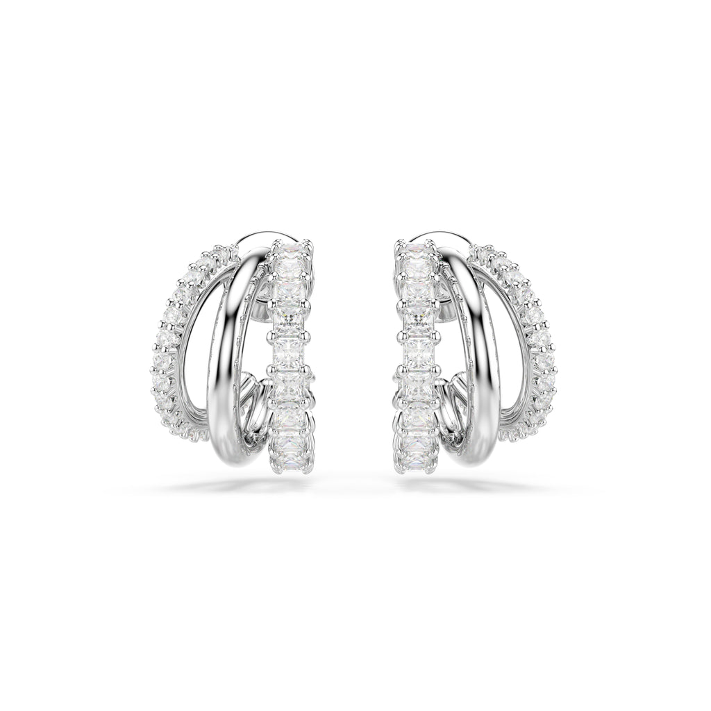 Swarovski Hyperbola Three Mini Loop Mixed Cuts Hoop Earrings — view 2