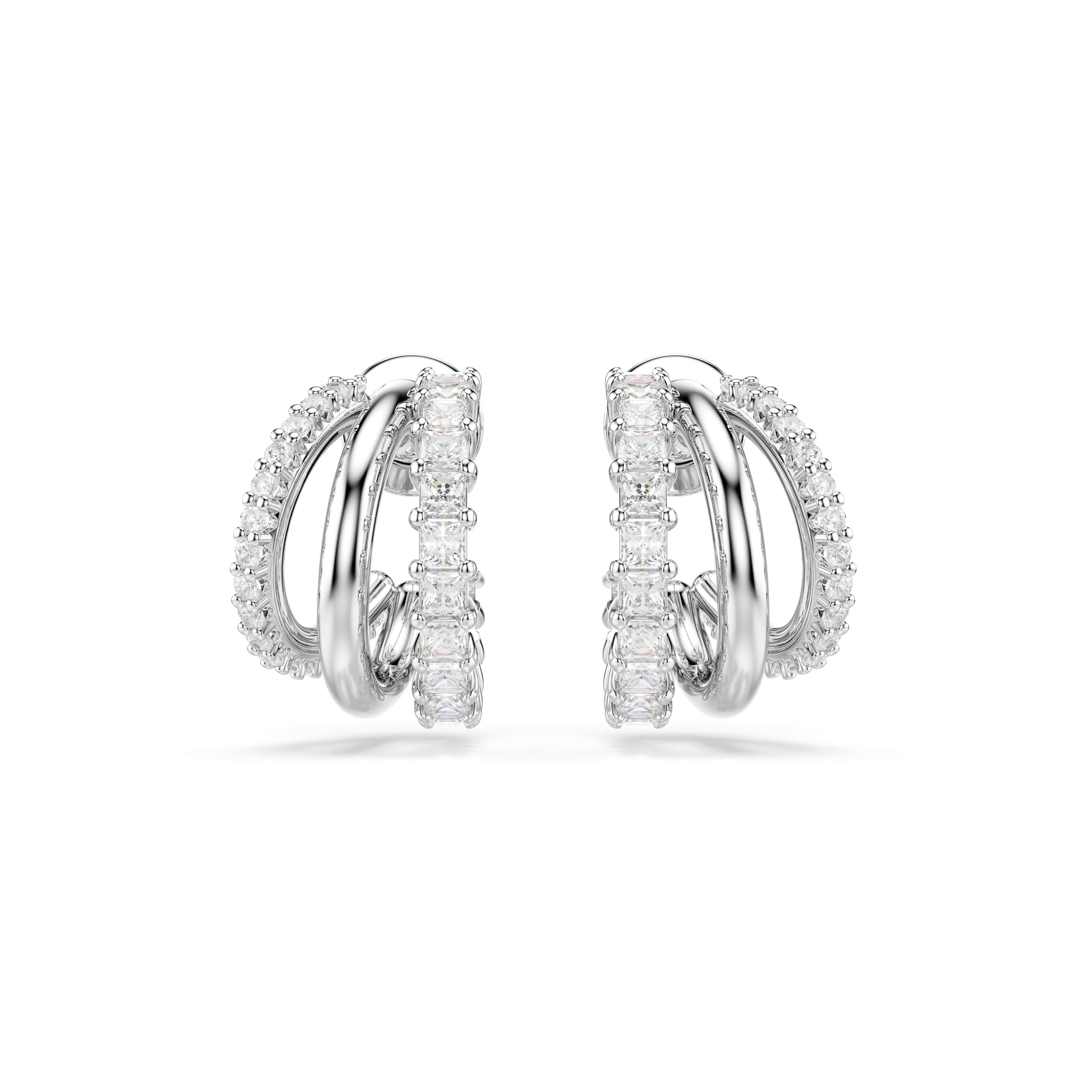 Swarovski Hyperbola Three Mini Loop Mixed Cuts Hoop Earrings — view 2