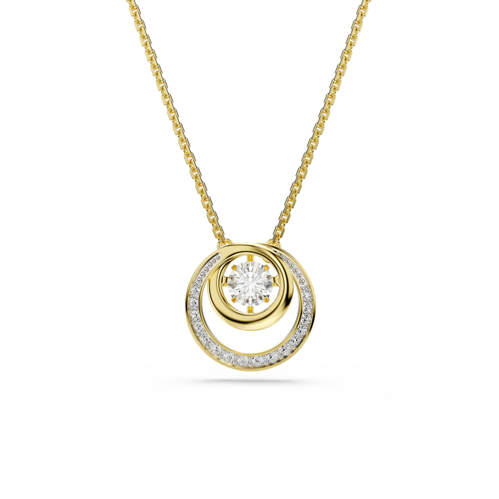 Swarovski Hyperbola Circles Crystal Necklace With Dancing Stone Gold Plated