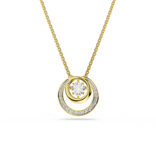 Swarovski Hyperbola Circles Crystal Necklace With Dancing Stone Gold Plated