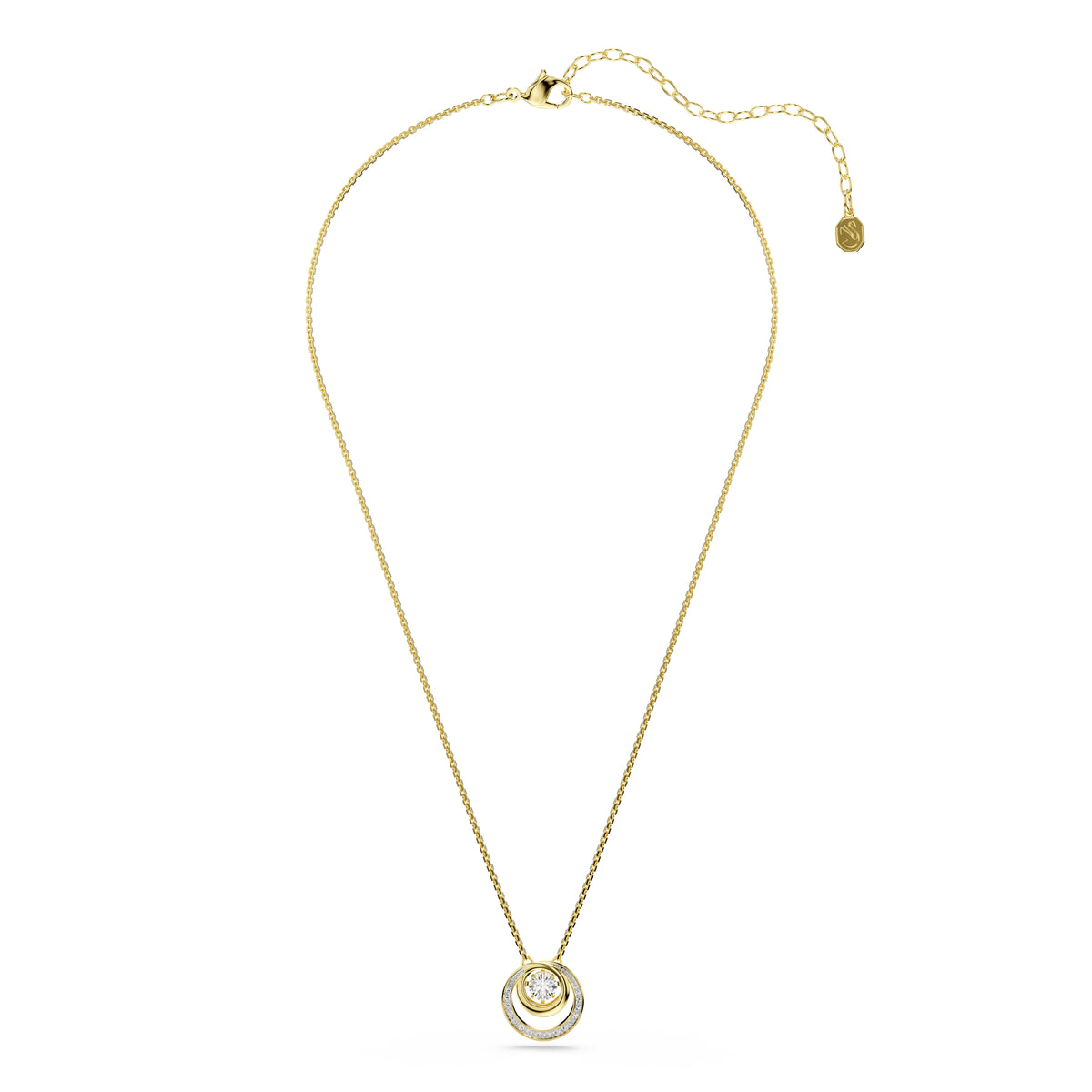 Swarovski Hyperbola Circles Crystal Necklace With Dancing Stone Gold Plated — view 2