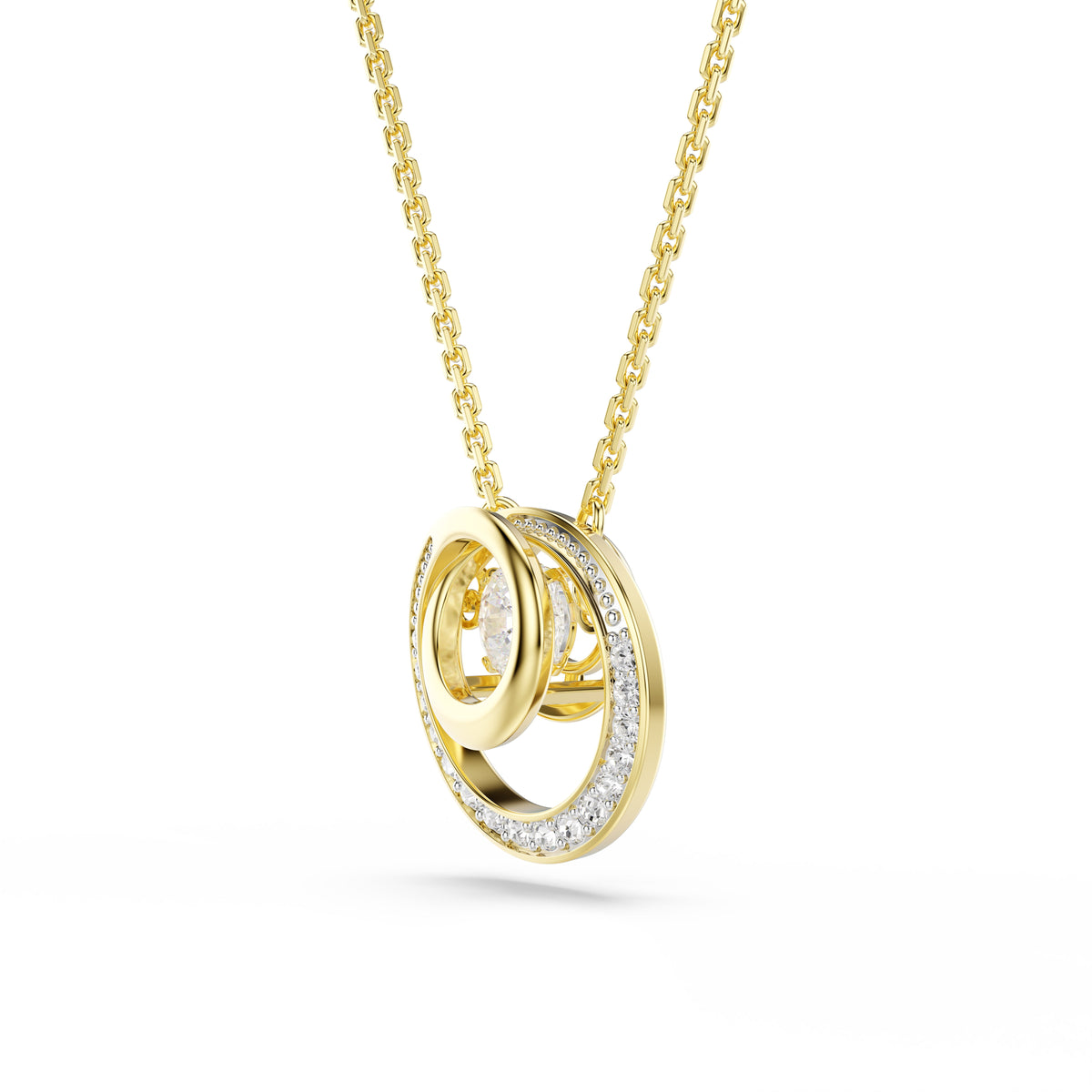 Swarovski Hyperbola Circles Crystal Necklace With Dancing Stone Gold Plated — view 3