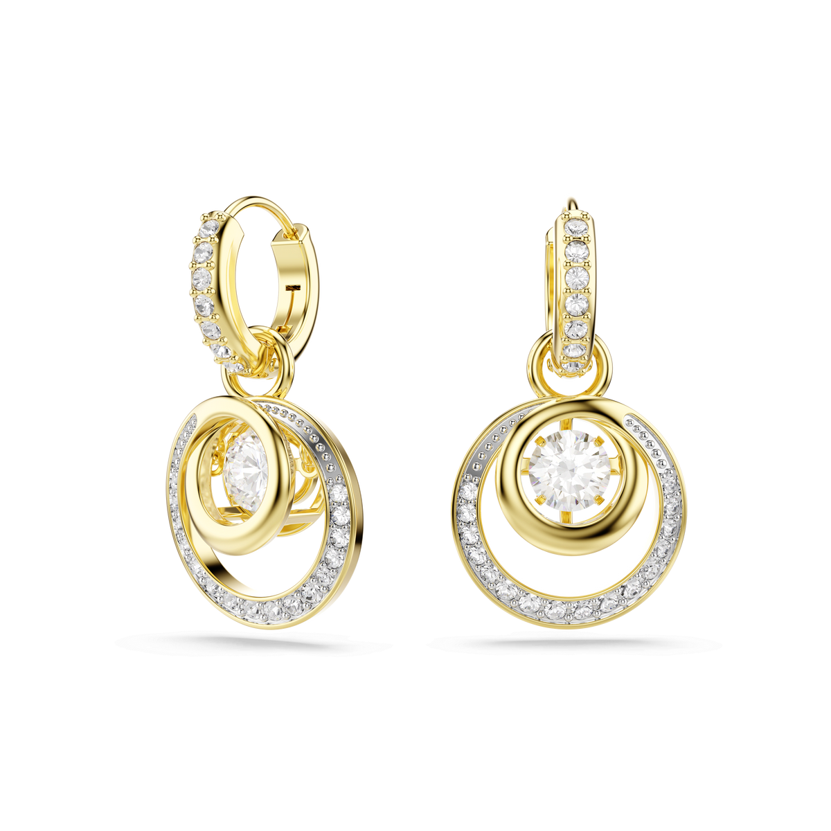 Swarovski Hyperbola Circles Drop Earrings With Dancing Stone