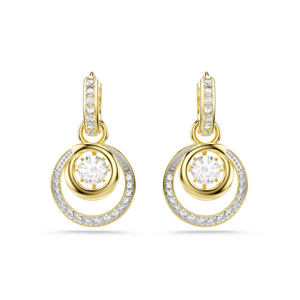 Swarovski Hyperbola Circles Drop Earrings With Dancing Stone — view 2