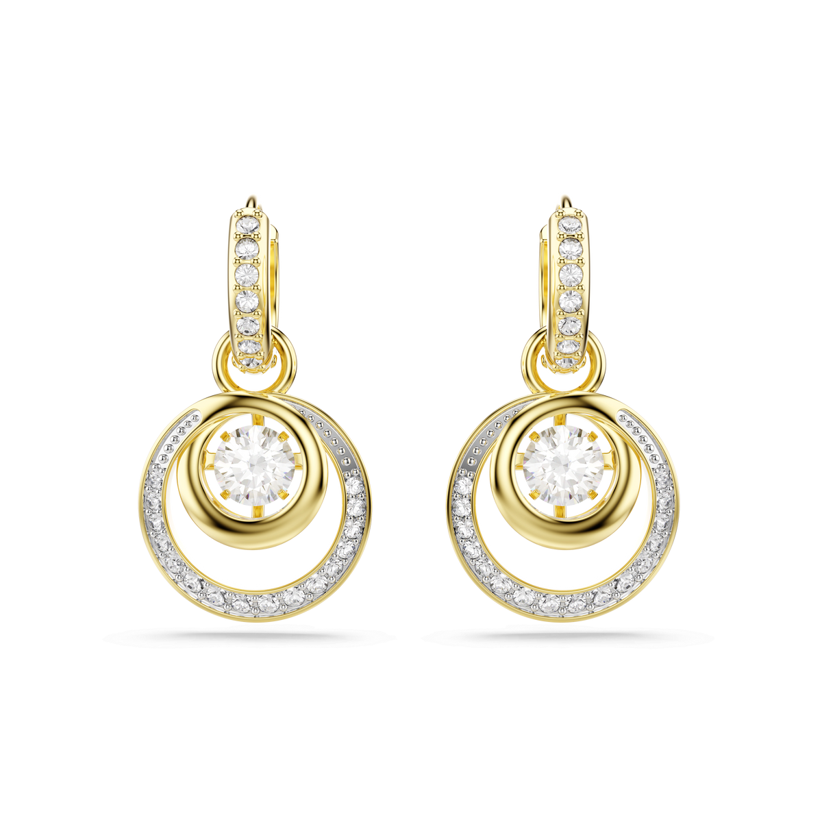Swarovski Hyperbola Circles Drop Earrings With Dancing Stone — view 2