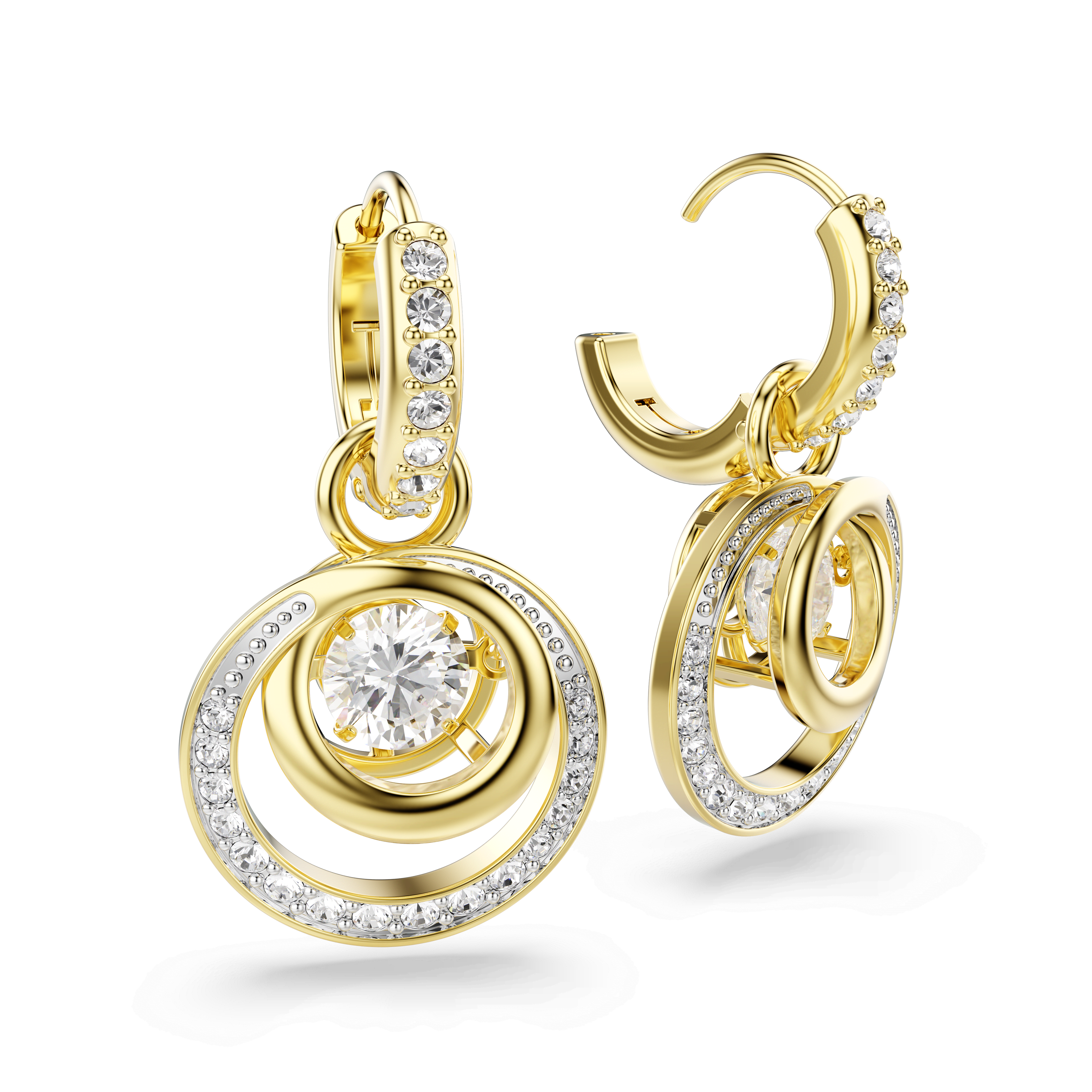 Swarovski Hyperbola Circles Drop Earrings With Dancing Stone — view 3