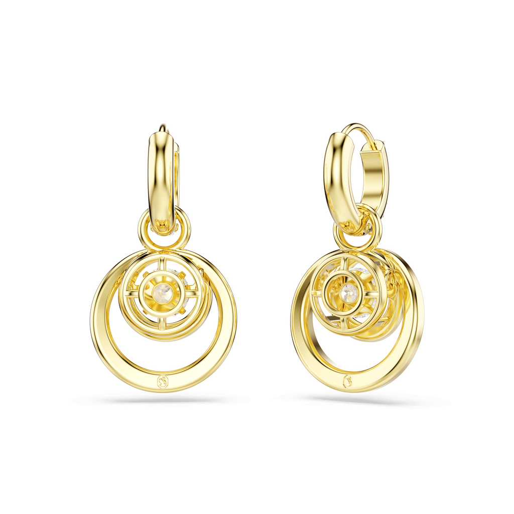 Swarovski Hyperbola Circles Drop Earrings With Dancing Stone — view 4