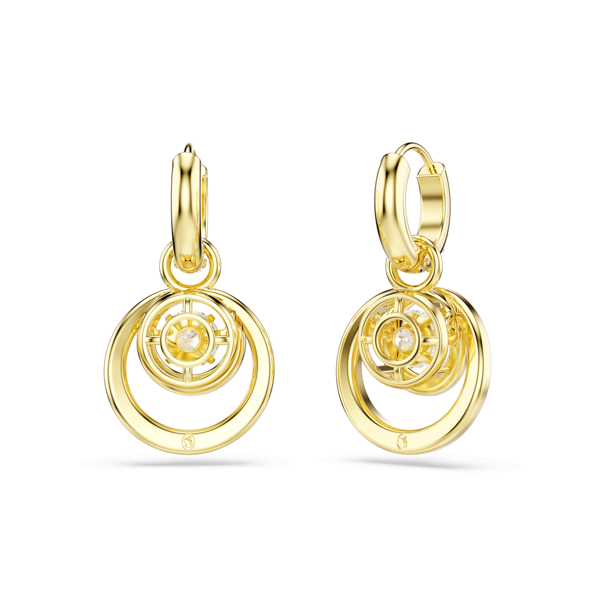 Swarovski Hyperbola Circles Drop Earrings With Dancing Stone — view 4