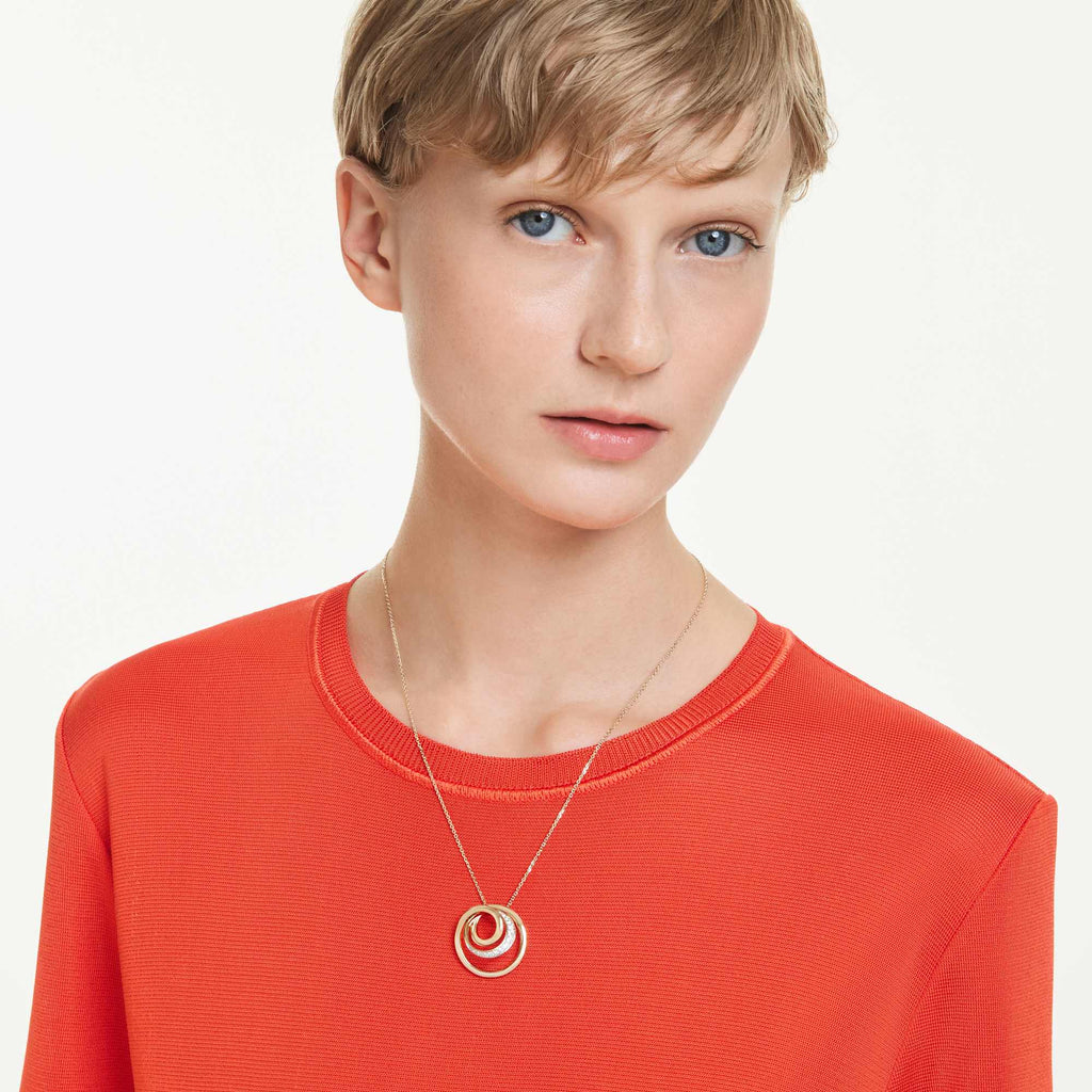 Swarovski Hyperbola Circles With Dancing Stone Crystal Necklace Rhodium Plated — view 2