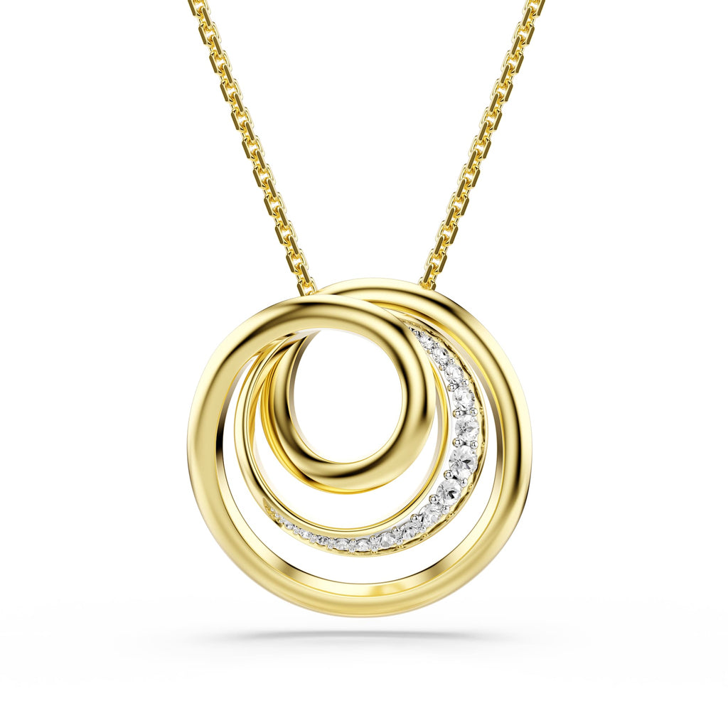 Swarovski Hyperbola Circles With Dancing Stone Crystal Necklace Rhodium Plated