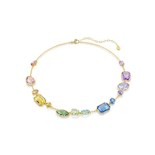 Swarovski Gema Mixed Cuts Multicolour Crystal Necklace Gold Plated
