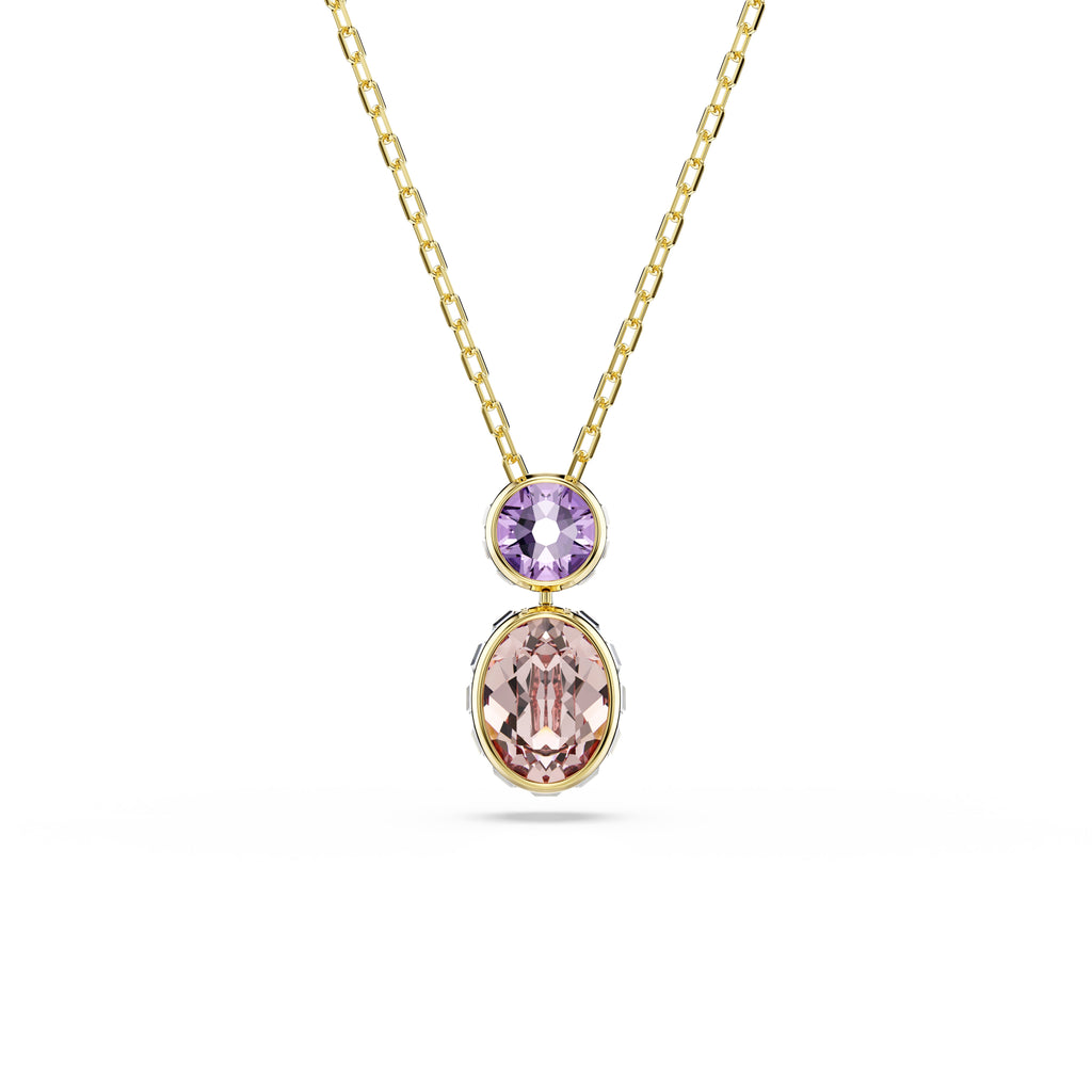 Swarovski Chroma Mixed Cuts Multicoloured Reversible Crystal Necklace Gold Plated