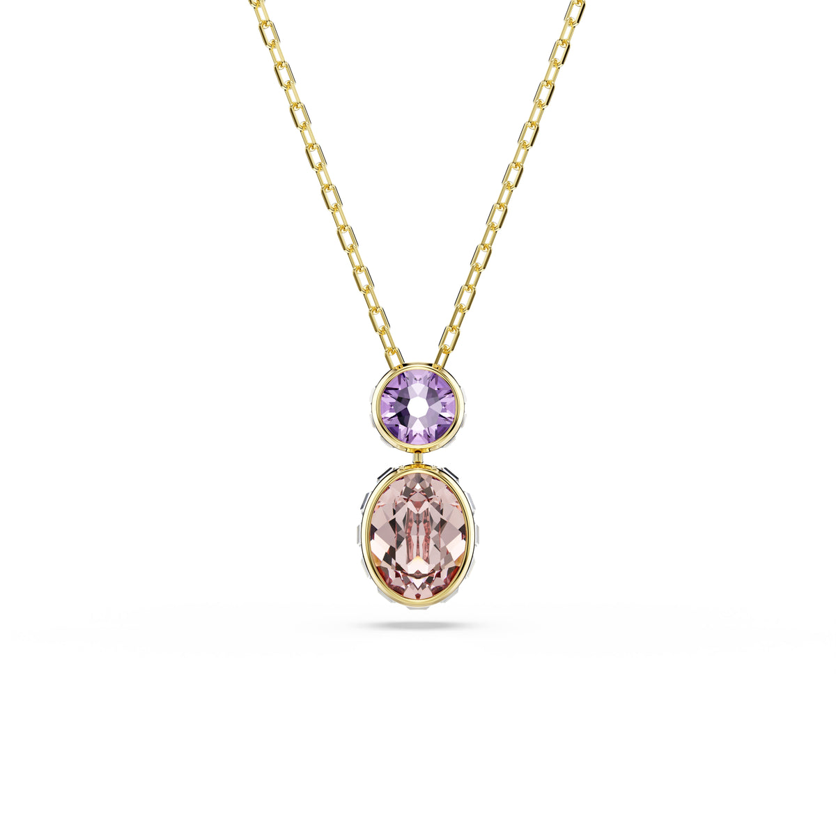 Swarovski Chroma Mixed Cuts Multicoloured Reversible Crystal Necklace Gold Plated