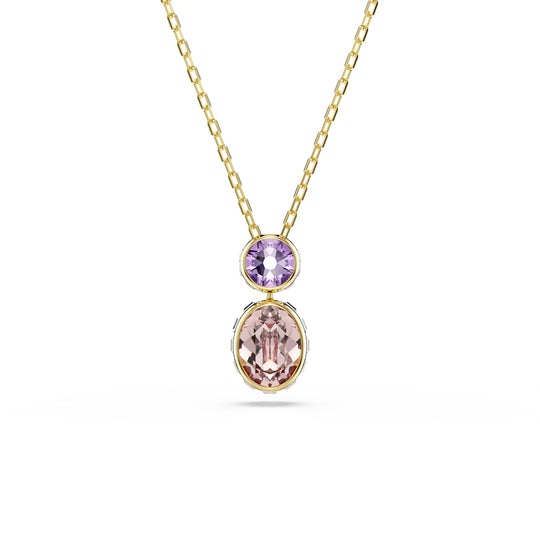 Swarovski Chroma Mixed Cuts Multicoloured Reversible Crystal Necklace Gold Plated
