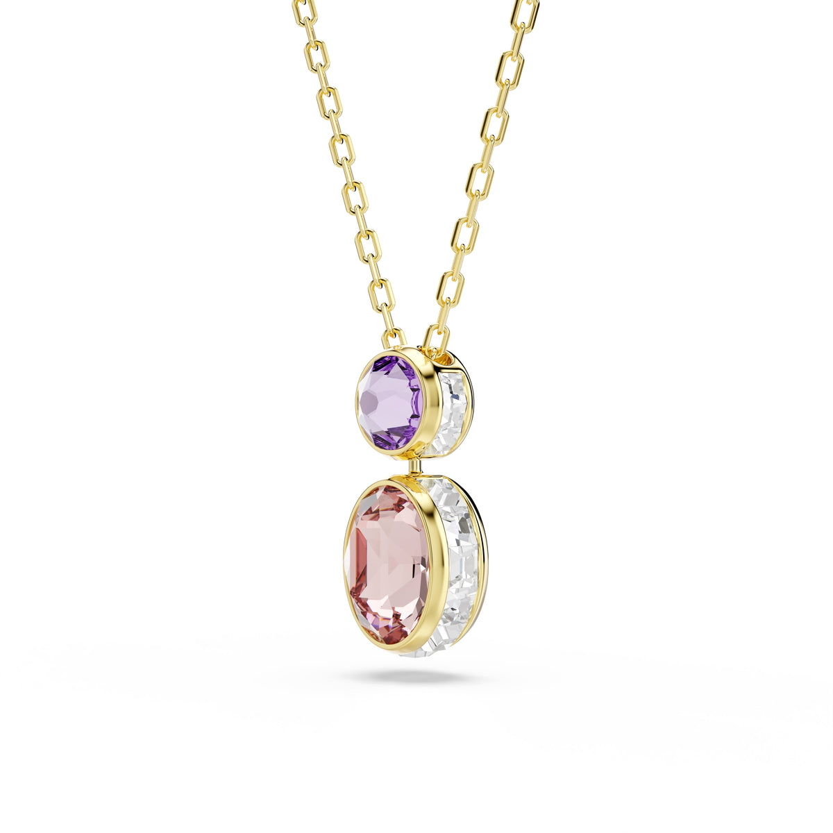 Swarovski Chroma Mixed Cuts Multicoloured Reversible Crystal Necklace Gold Plated — view 3