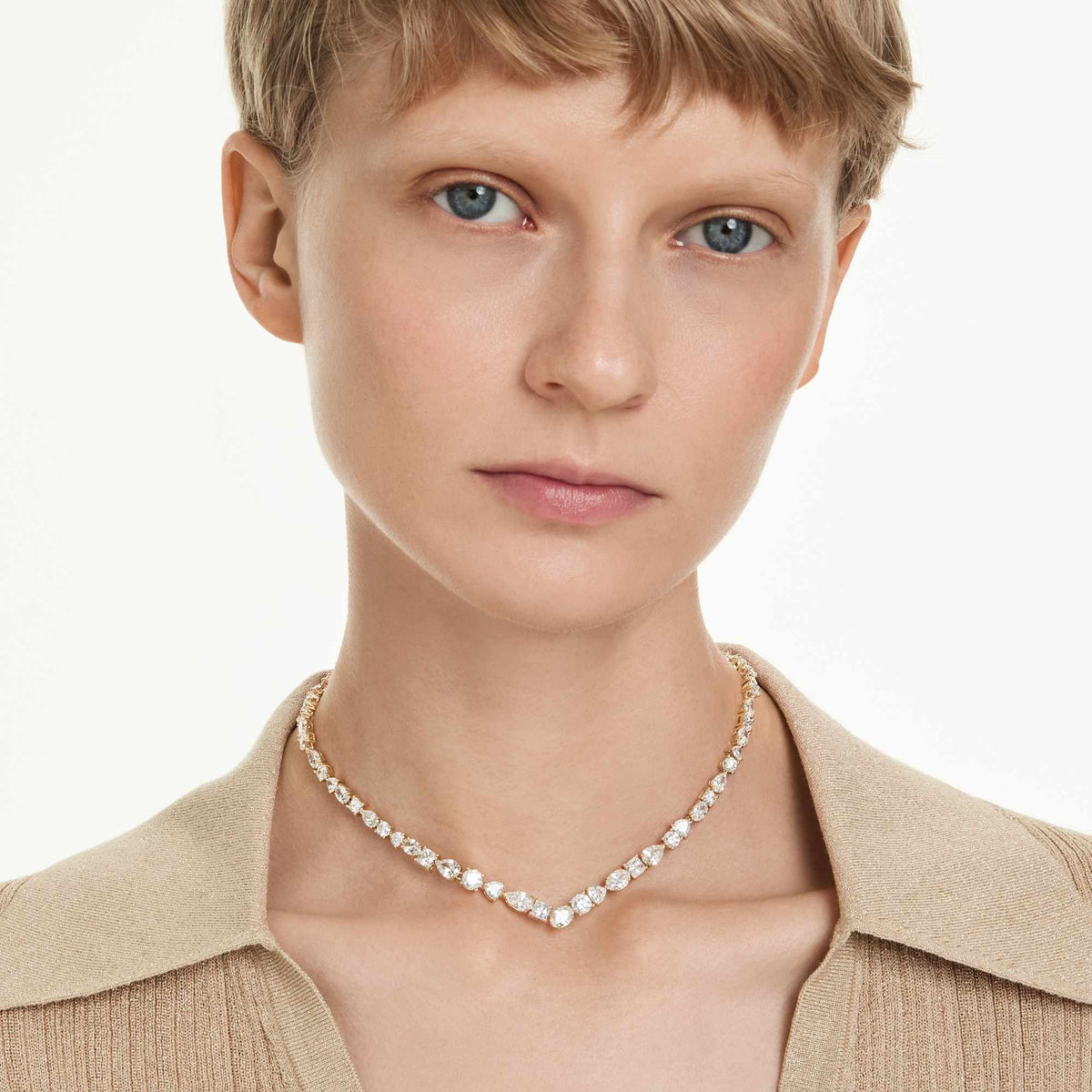 Swarovski Mesmera Mixed Cuts Crystal Necklace Gold Plated — view 3
