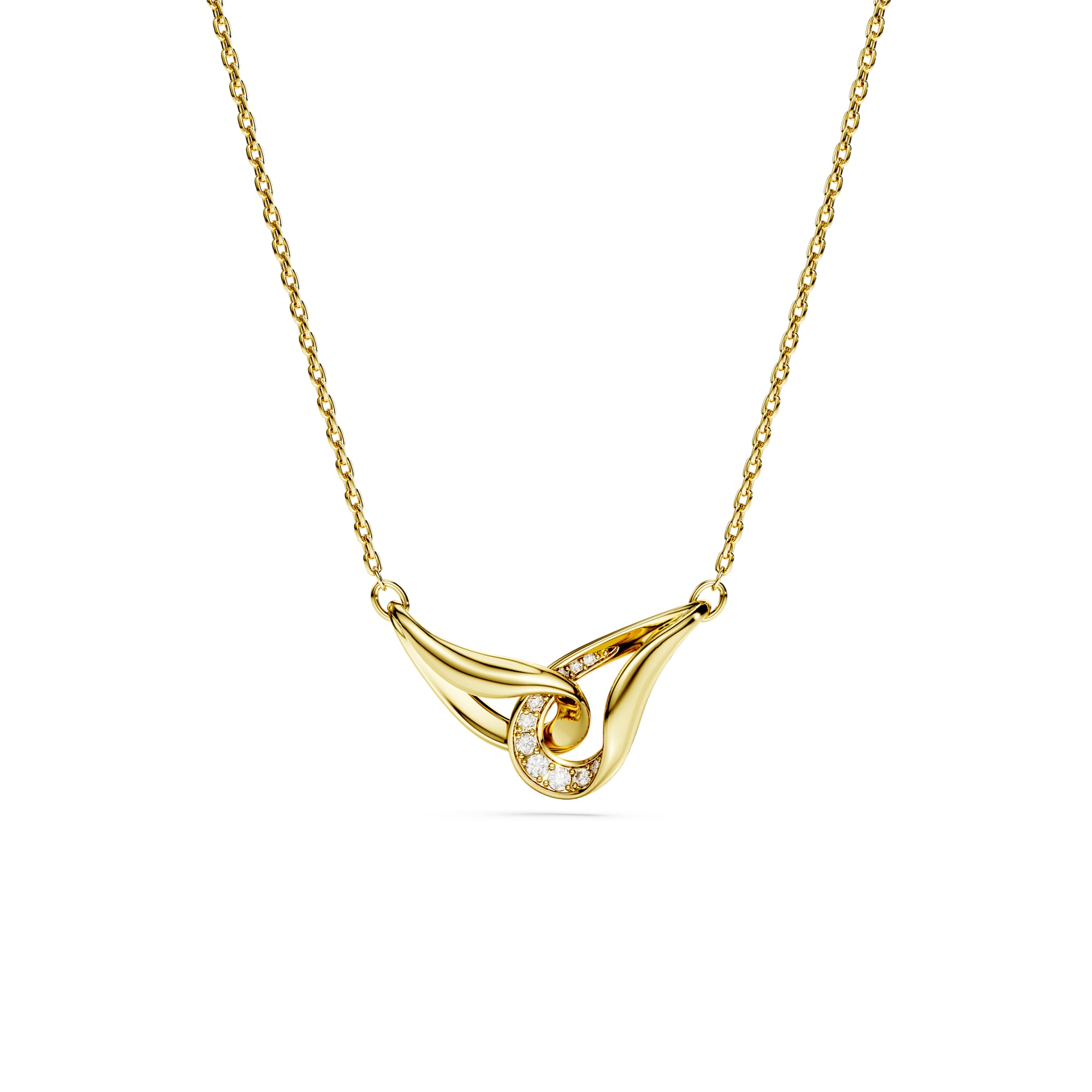 Swarovski Classica Silver Gold Tone Interlocking Zirconia Necklace 5745560