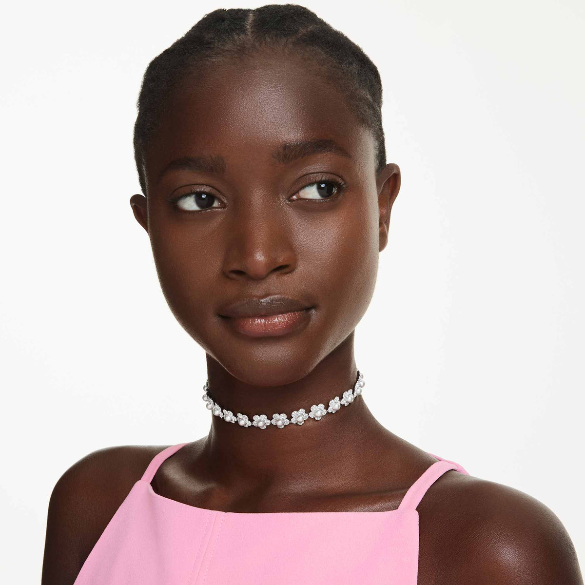 Swarovski Ariana Grande x Flower and Pearl Crystal Choker Necklace — view 4