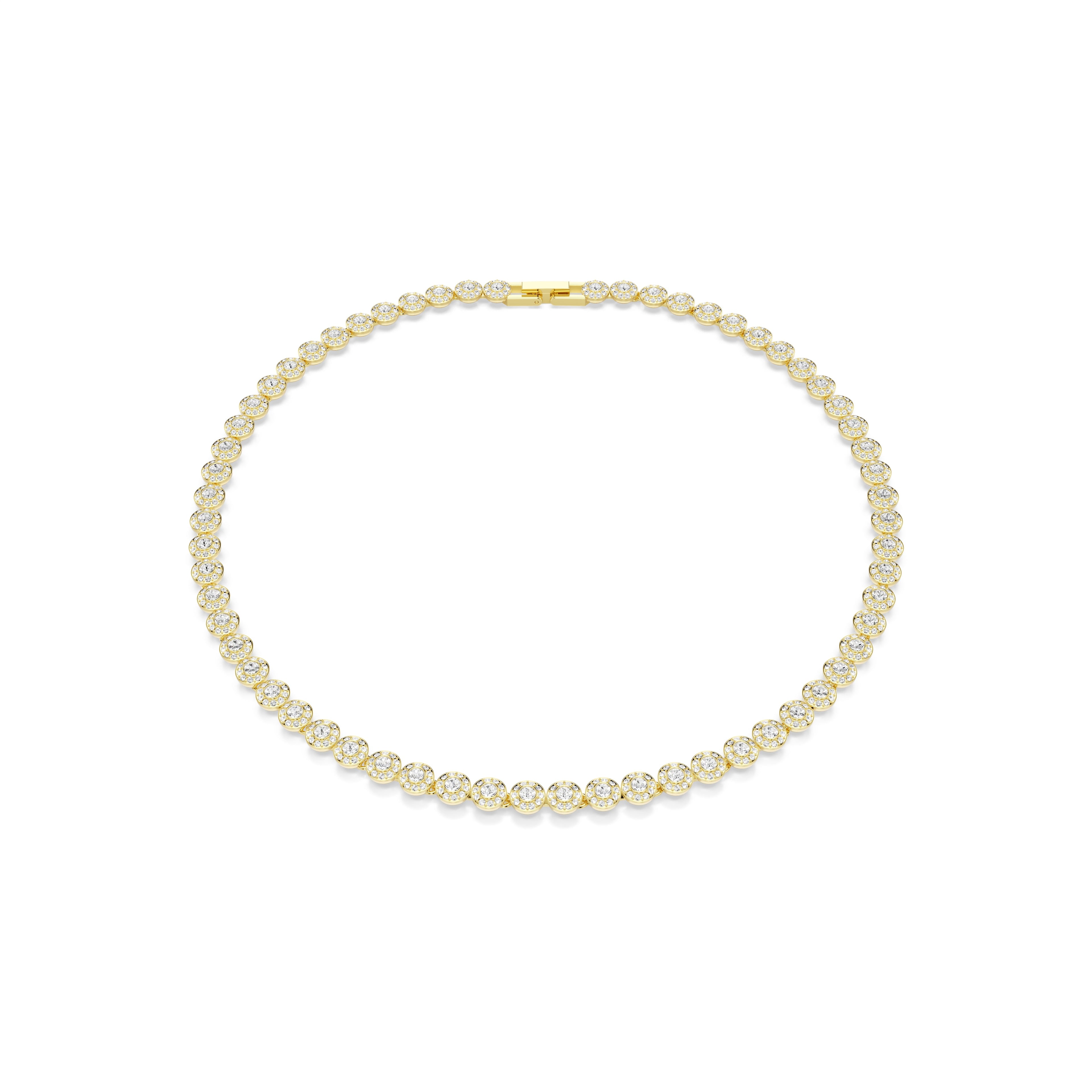 Swarovski Una Angelic Round Cut Crystal Necklace Gold Plated