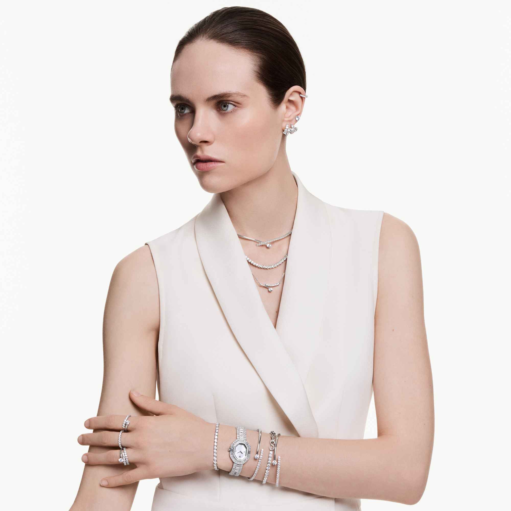 Swarovski Matrix Round Cut Hoop Earrings 5753572 — view 4